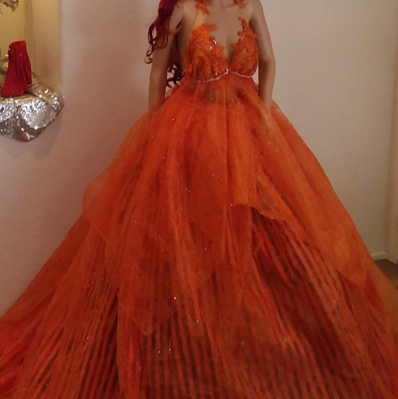 "ANNONA" Orange Harvest Boho Wedding Ballgown Set - Picture 10 of 14